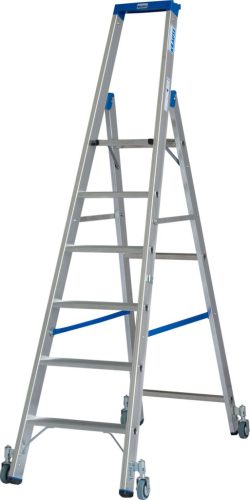 STABILO Lépcsőfokos gurítható állólétra, 6 lépcsőfok