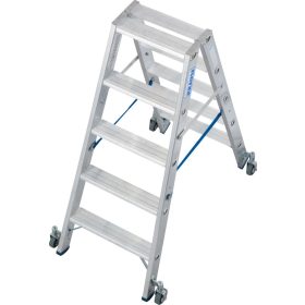   STABILO Lépcsőfokos két oldalon járható gurítható létra, 2x5 lépcsőfok