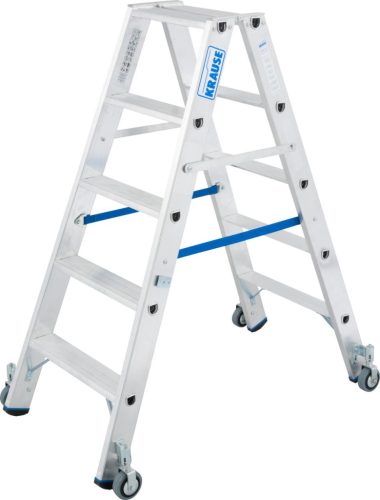STABILO Lépcsőfokos két oldalon járható gurítható létra, 2x5 lépcsőfok
