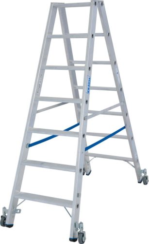 STABILO Lépcsőfokos két oldalon járható gurítható létra, 2x7 lépcsőfok