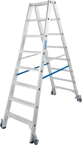 STABILO Lépcsőfokos két oldalon járható gurítható létra, 2x8 lépcsőfok