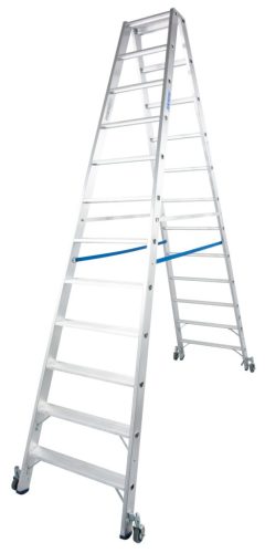 STABILO Lépcsőfokos két oldalon járható gurítható létra, 2x12 lépcsőfok