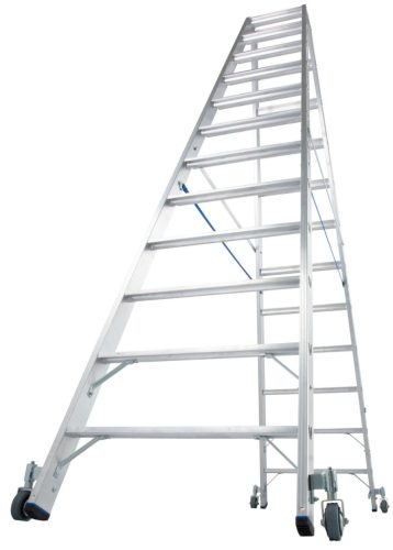 STABILO Lépcsőfokos két oldalon járható gurítható létra, 2x12 lépcsőfok