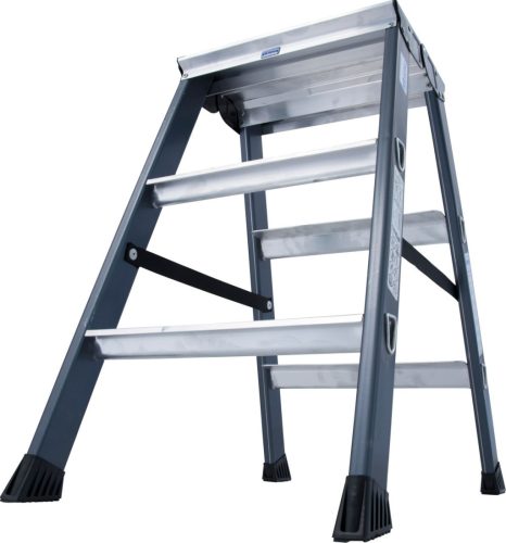 MONTO SePro D lépcsőfokos két oldalon járható létra, eloxált, 2x3 lépcsőfok