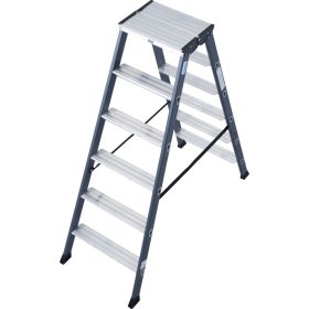   MONTO SePro D lépcsőfokos két oldalon járható létra, eloxált, 2x6 lépcsőfok
