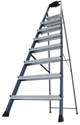 MONTO Securo lépcsőfokos eloxált állólétra, 1x8 lépcsőfok