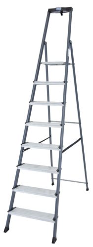 MONTO Securo lépcsőfokos eloxált állólétra, 1x8 lépcsőfok