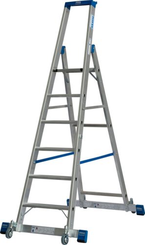 STABILO Gurítható lépcsőfokos állólétra kitámasztóval, 6 lépcsőfok