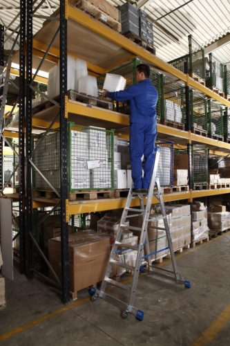 STABILO Gurítható lépcsőfokos állólétra kitámasztóval, 6 lépcsőfok