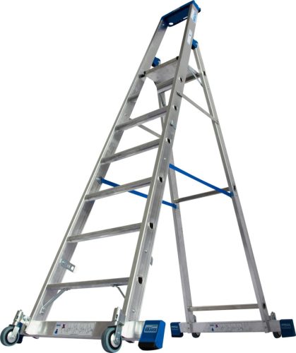 STABILO Gurítható lépcsőfokos állólétra kitámasztóval, 7 lépcsőfok