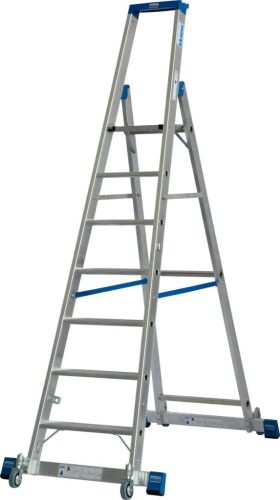 STABILO Gurítható lépcsőfokos állólétra kitámasztóval, 7 lépcsőfok