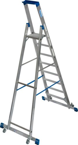 STABILO Gurítható lépcsőfokos állólétra kitámasztóval, 8 lépcsőfok