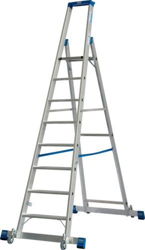 STABILO Gurítható lépcsőfokos állólétra kitámasztóval, 8 lépcsőfok