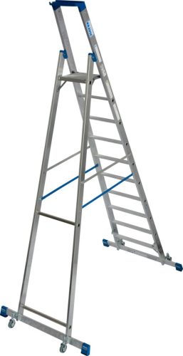 STABILO Gurítható lépcsőfokos állólétra kitámasztóval, 10 lépcsőfok