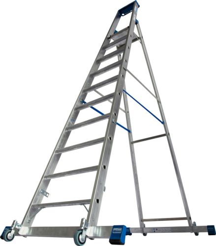 STABILO Gurítható lépcsőfokos állólétra kitámasztóval, 10 lépcsőfok