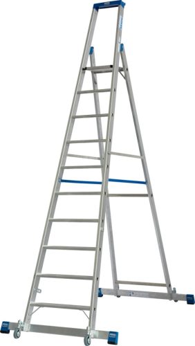 STABILO Gurítható lépcsőfokos állólétra kitámasztóval, 10 lépcsőfok