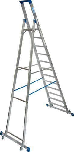 STABILO Gurítható lépcsőfokos állólétra kitámasztóval, 12 lépcsőfok