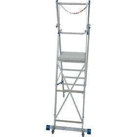   STABILO Lépcsőfokos állólétra nagy dobogóval, kapaszkodókerettel és védőlánccal, 6 lépcsőfok