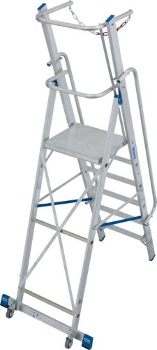 STABILO Lépcsőfokos állólétra nagy dobogóval, kapaszkodókerettel és védőlánccal, 6 lépcsőfok