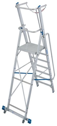 STABILO Lépcsőfokos állólétra nagy dobogóval, kapaszkodókerettel és védőlánccal, 7 lépcsőfok