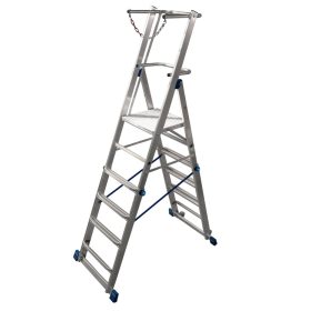   STABILO Létrafokos teleszkópos állólétra dobogóval, állítható magasságú (6-8 létrafok)