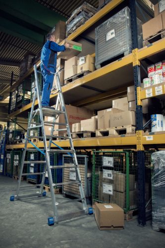 STABILO Létrafokos teleszkópos állólétra dobogóval, állítható magasságú (6-8 létrafok)