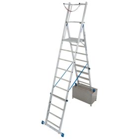   STABILO Létrafokos teleszkópos állólétra dobogóval, állítható magasságú (8-10 létrafok)