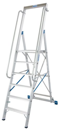 STABILO Lépcsőfokos állólétra nagy dobogóval, 1x6 lépcsőfok