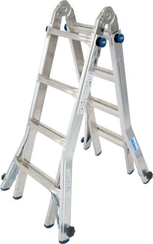 STABILO Létrafokos teleszkópos csuklós létra 4 szárhosszabbítóval, 4x4 létrafok
