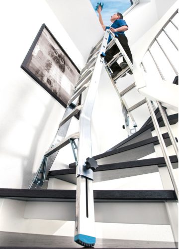 STABILO Létrafokos teleszkópos csuklós létra 4 szárhosszabbítóval, 4x5 létrafok