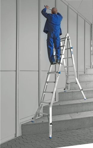 STABILO Létrafokos teleszkópos csuklós létra 4 szárhosszabbítóval, 4x5 létrafok