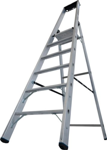 STABILO Állólétra magas kapaszkodókerettel,1x6 lépcsőfok, 225 kg