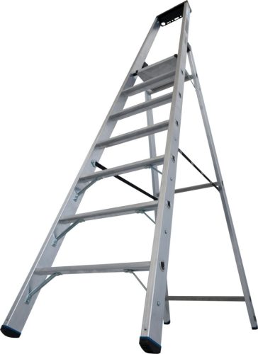 STABILO Állólétra magas kapaszkodókerettel,1x7 lépcsőfok, 225 kg