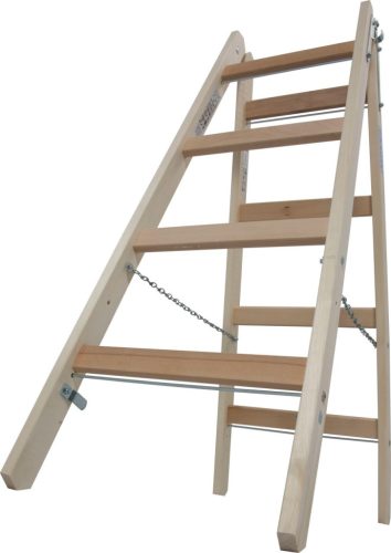 STABILO Létrafokos két oldalon járható fa létra, 2x4 létrafok