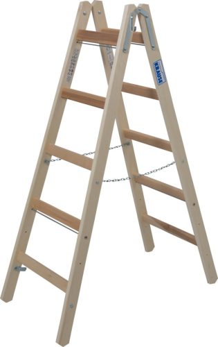 STABILO Létrafokos két oldalon járható fa létra, 2x5 létrafok
