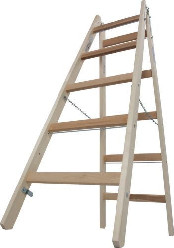 STABILO Létrafokos két oldalon járható fa létra, 2x5 létrafok