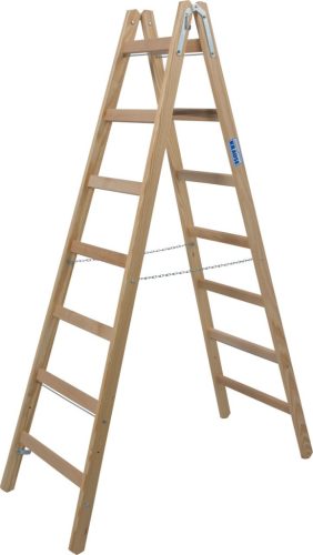STABILO Létrafokos két oldalon járható fa létra, 2x7 létrafok