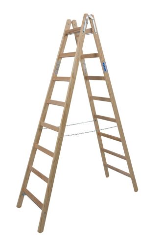 STABILO Létrafokos két oldalon járható fa létra, 2x8 létrafok