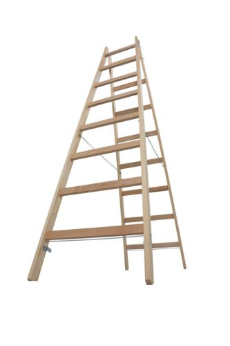 STABILO Létrafokos két oldalon járható fa létra, 2x8 létrafok