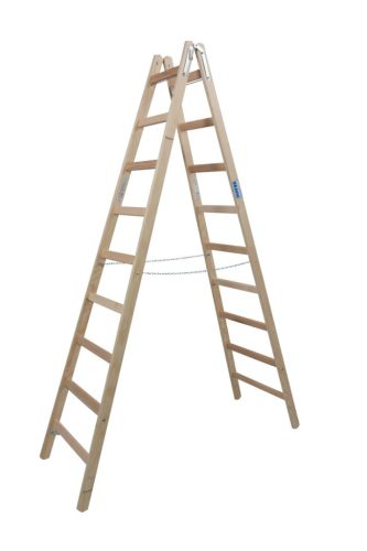 STABILO Létrafokos két oldalon járható fa létra, 2x9 létrafok