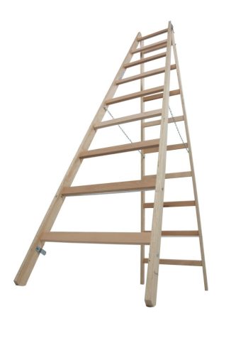 STABILO Létrafokos két oldalon járható fa létra, 2x9 létrafok