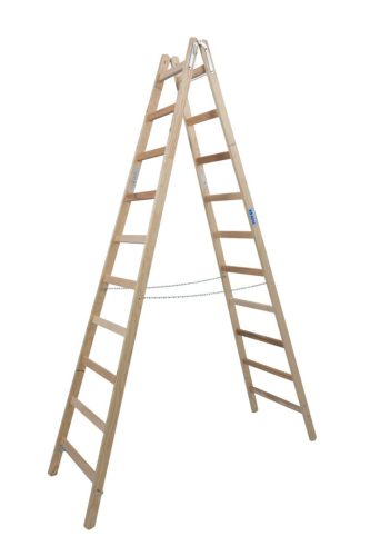 STABILO Létrafokos két oldalon járható fa létra, 2x10 létrafok