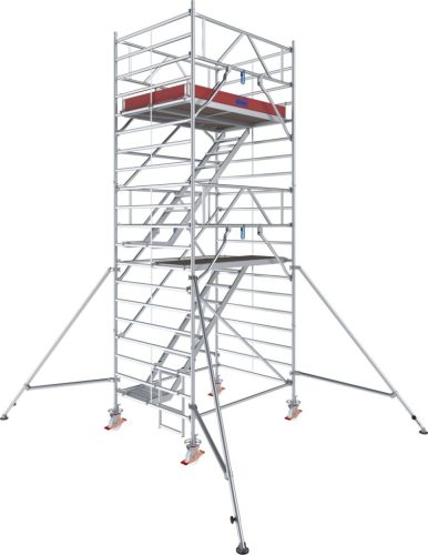 STABILO Gurulóállvány 5500-as sorozat, mezőhossz 2,00 m, munkamagasság kb. 6,30 m;  feljutás kapaszkodókkal ellátott lépcsőn