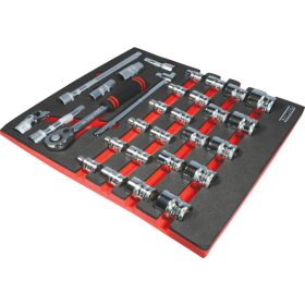   30 RÉSZES METRIKUS KEN-GRIP 1/2" DUGÓKULCS KÉSZLET SZIVACSBAN T0691