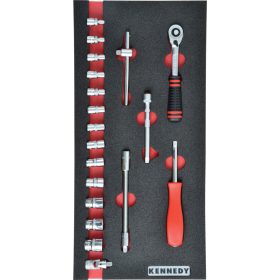   19PC METRIKUS KEN-GRIP 1/4" DUGÓKULCS KÉSZLET SZIVACSBAN M1832
