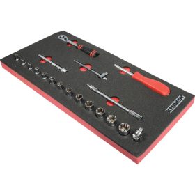   19PC METRIKUS KEN-GRIP 1/4" DUGÓKULCS KÉSZLET SZIVACSBAN T0691